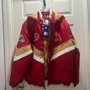 NINERS x October’s Very Own NFL Collaboration Starter 49ers Red and Gold Jacket